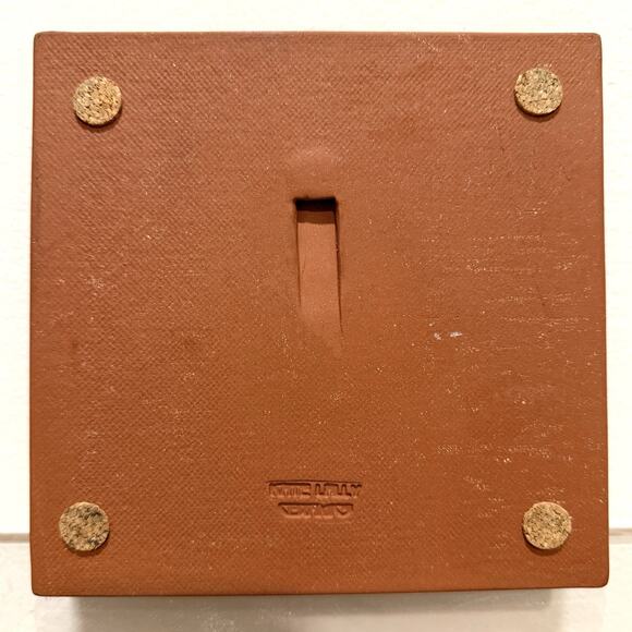 Kate Lally Ceramics Fern Leaves Tile Wall Hanging Trivet TerraCotta 6" x 6" - Picture 3 of 4